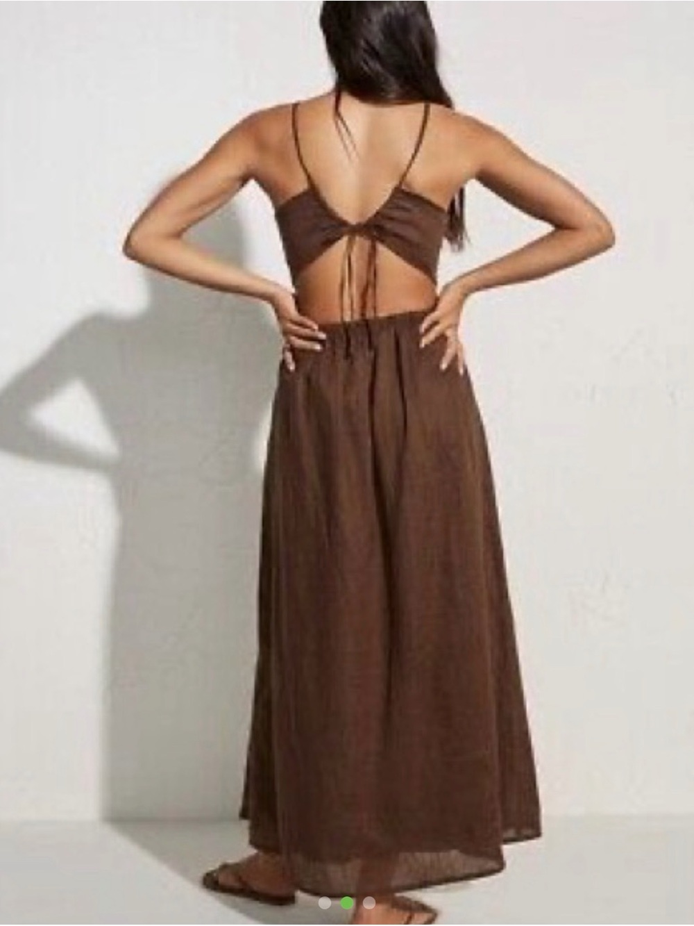 Faithfull the Brand Brown Halter Cutout Maxi Dress - Picture 2 of 4